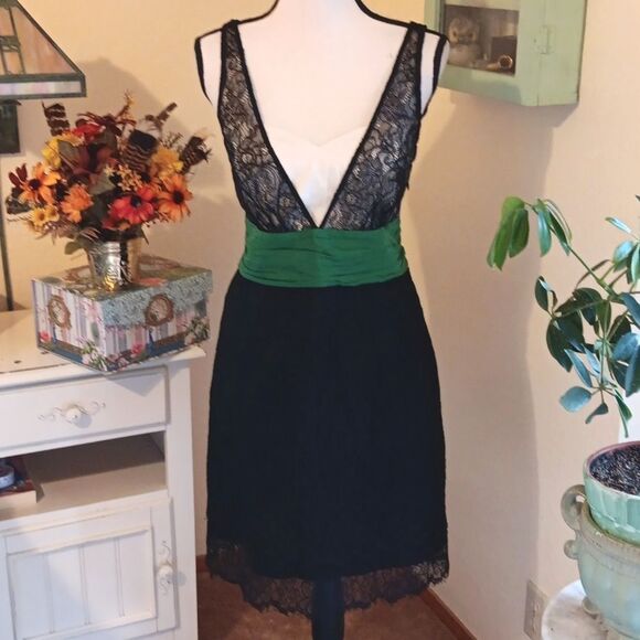 Moulinette Soeurs Anthropologie Black Lace Dress With Kelly Waistband.Balletcore - Picture 2 of 13